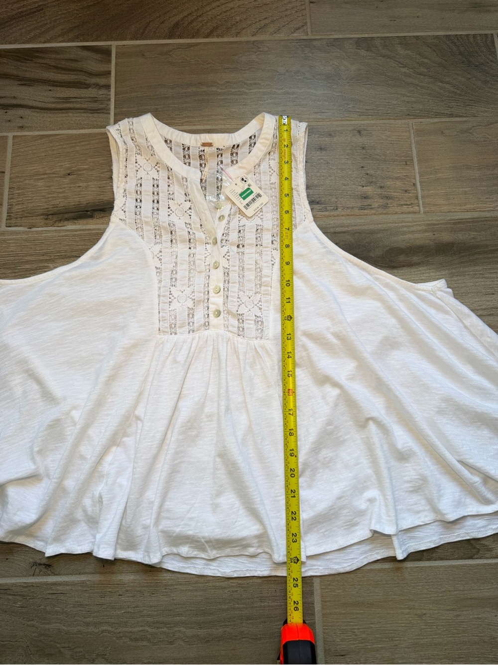 Cottagecore Free People sun-kissed ivory tank top NWT size L - Picture 5 of 11